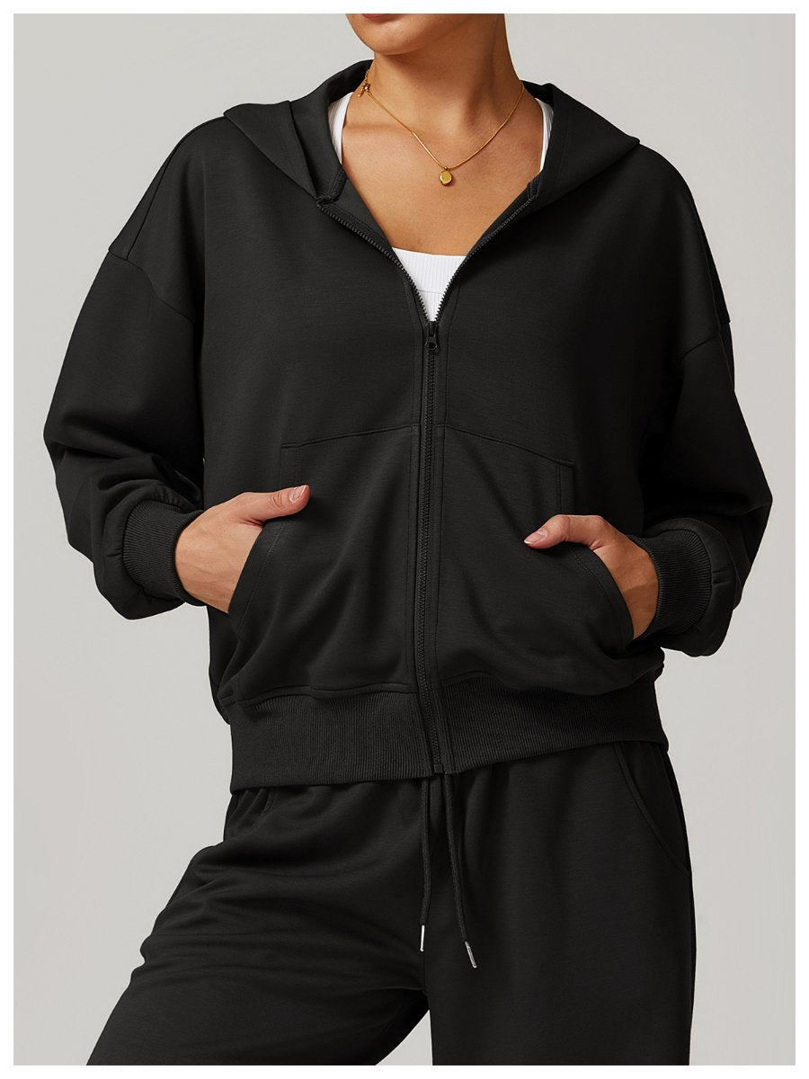 Womens Casual Sports 42% rayon cotton 50% polyester 8% spandex Zip Hoodie Z-8952 print logo 48