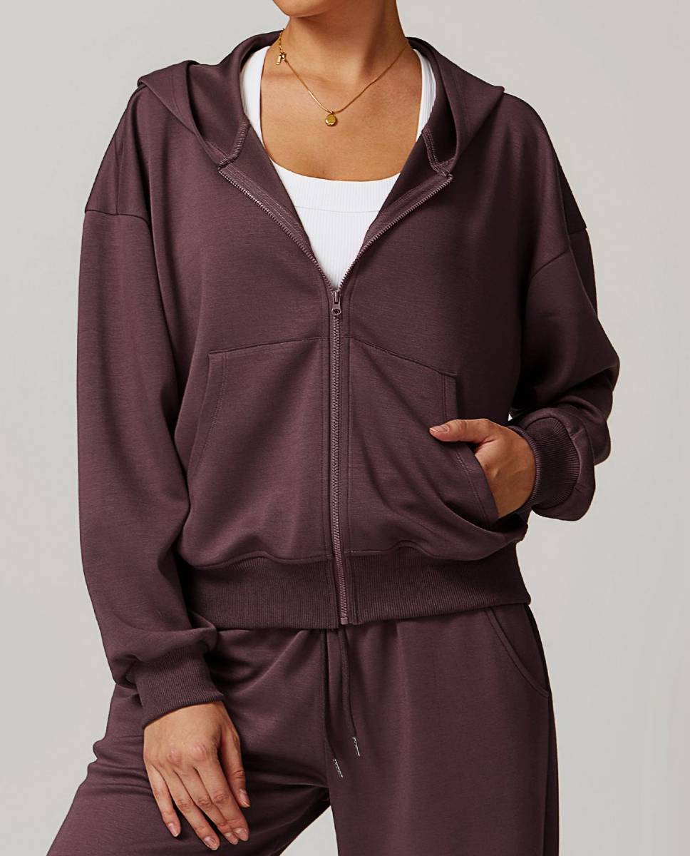 Womens Casual Sports 42% rayon cotton 50% polyester 8% spandex Zip Hoodie Z-8952 print logo 8