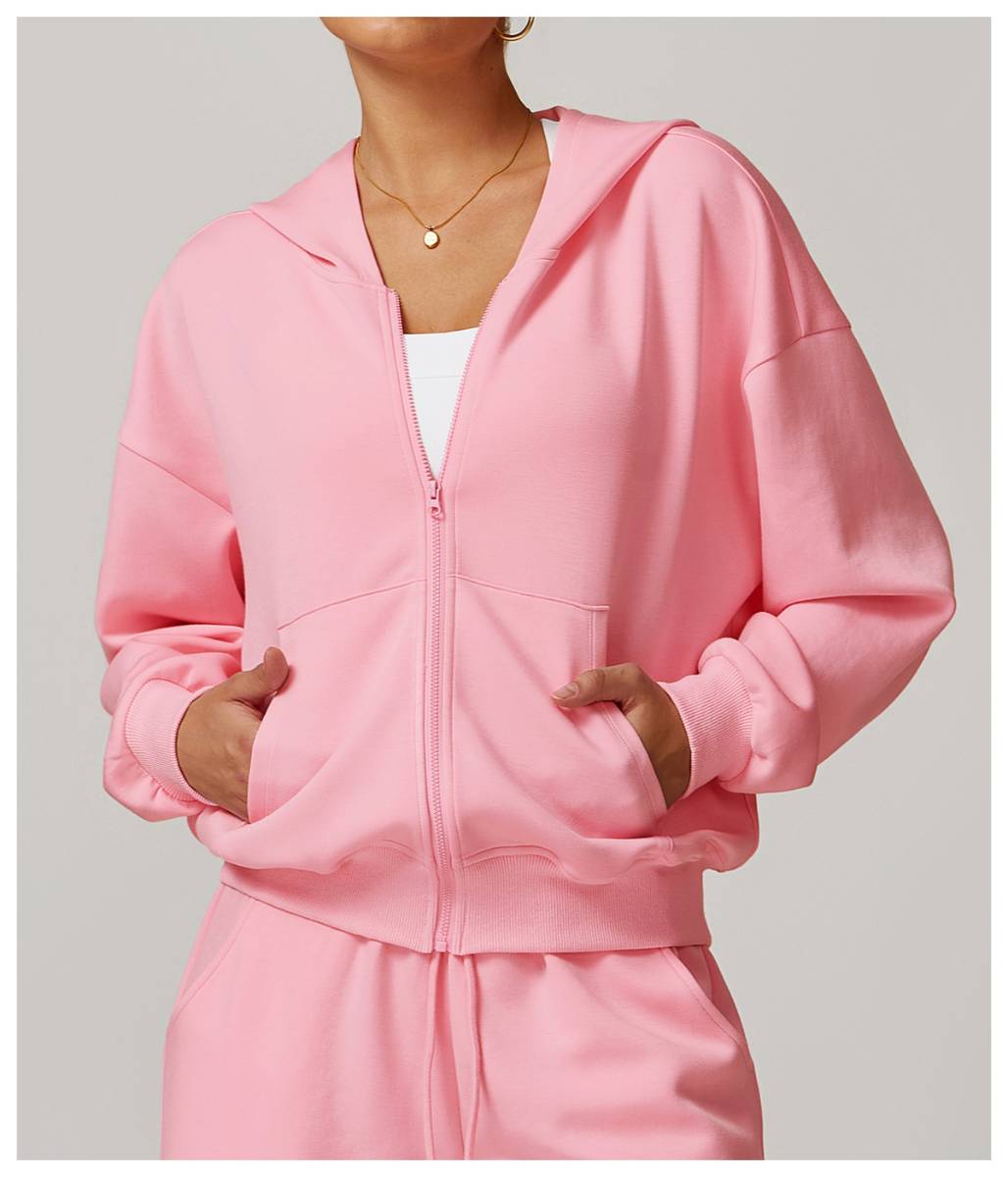 Womens Casual Sports 42% rayon cotton 50% polyester 8% spandex Zip Hoodie Z-8952 print logo 36