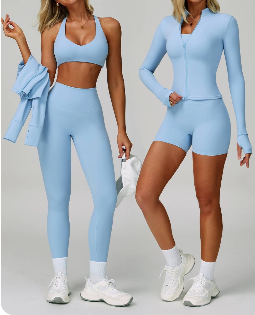Womens Activewear 78%Nylon 22%Spandex 4 Piece Yoga Set Z-9300 Set print logo 1