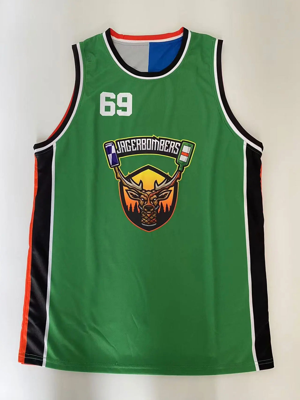 Custom sublimated reversible basketball uniform green and red 2-in-1 pro mesh