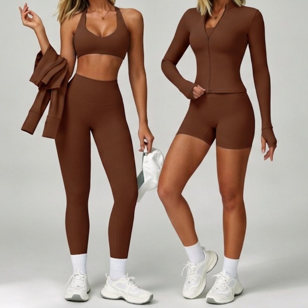 Womens Activewear 78%Nylon 22%Spandex 4 Piece Yoga Set Z-9300 Set