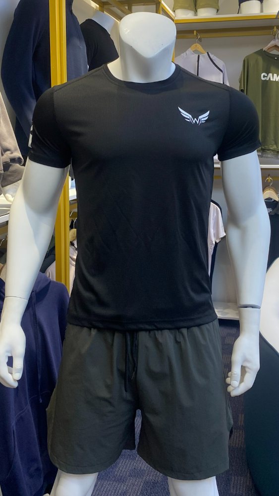 125gsm knitted 100% polyester O‑neck short‑sleeve fitness tee