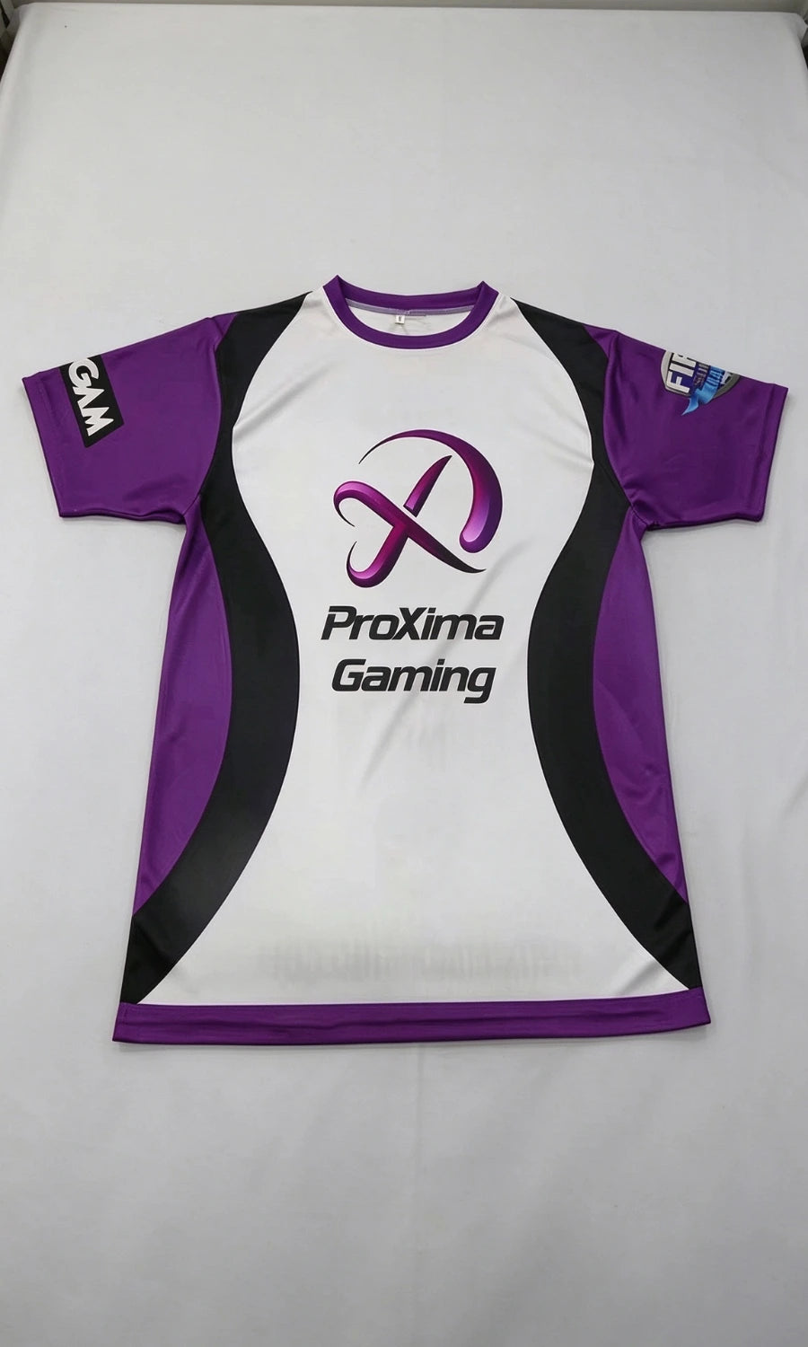 White and purple custom esports pro match jersey