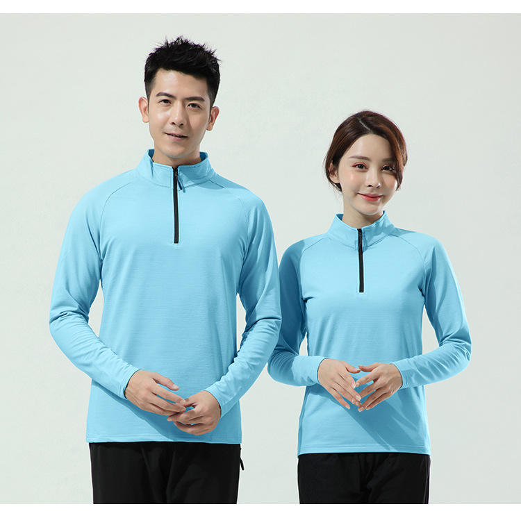 Mens Gym Training 100% Polyester Quarter Zip Shirt print logo 1