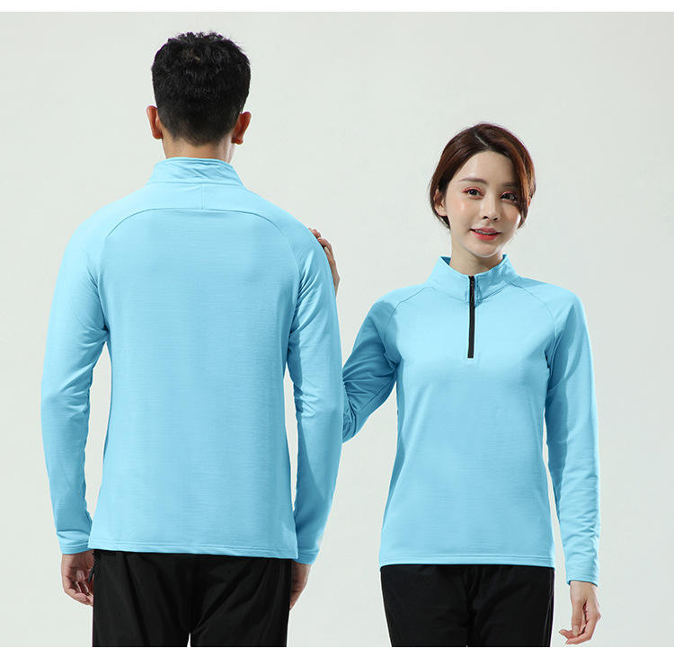 Mens Gym Training 100% Polyester Quarter Zip Shirt print logo 2