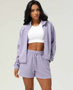 Womens Casual Fitness 98%polyester 2%spandex Shorts Set sm2373 - jacket print logo 15