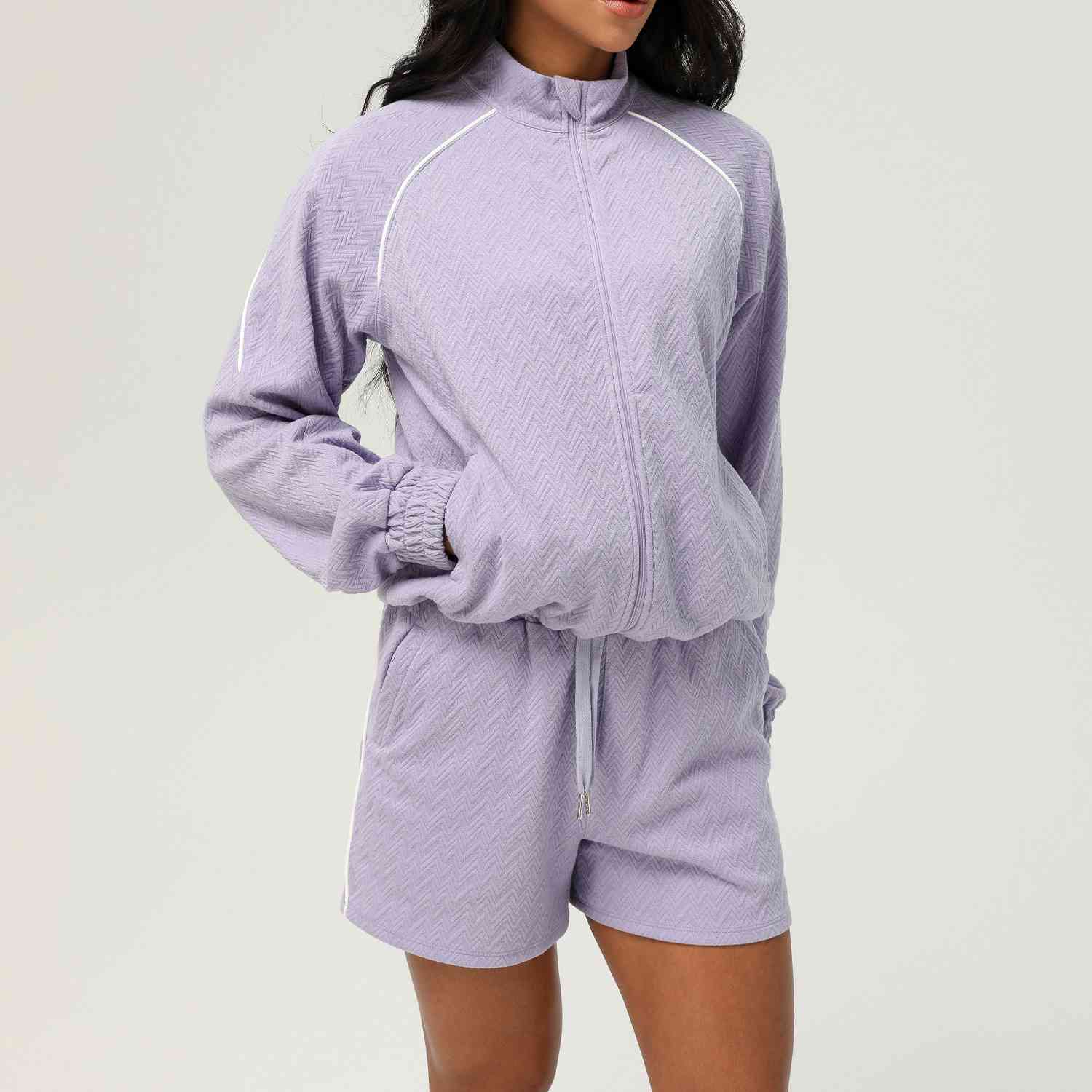 Womens Casual Fitness 98%polyester 2%spandex Shorts Set sm2373 - jacket print logo 18