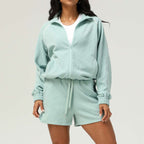 Womens Casual Fitness 98%polyester 2%spandex Shorts Set sm2373 - jacket print logo 19