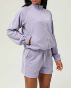 Womens Casual Fitness 98%polyester 2%spandex Shorts Set sm2373 - jacket print logo 22