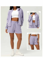 Womens Casual Fitness 98%polyester 2%spandex Shorts Set sm2373 Set print logo 21