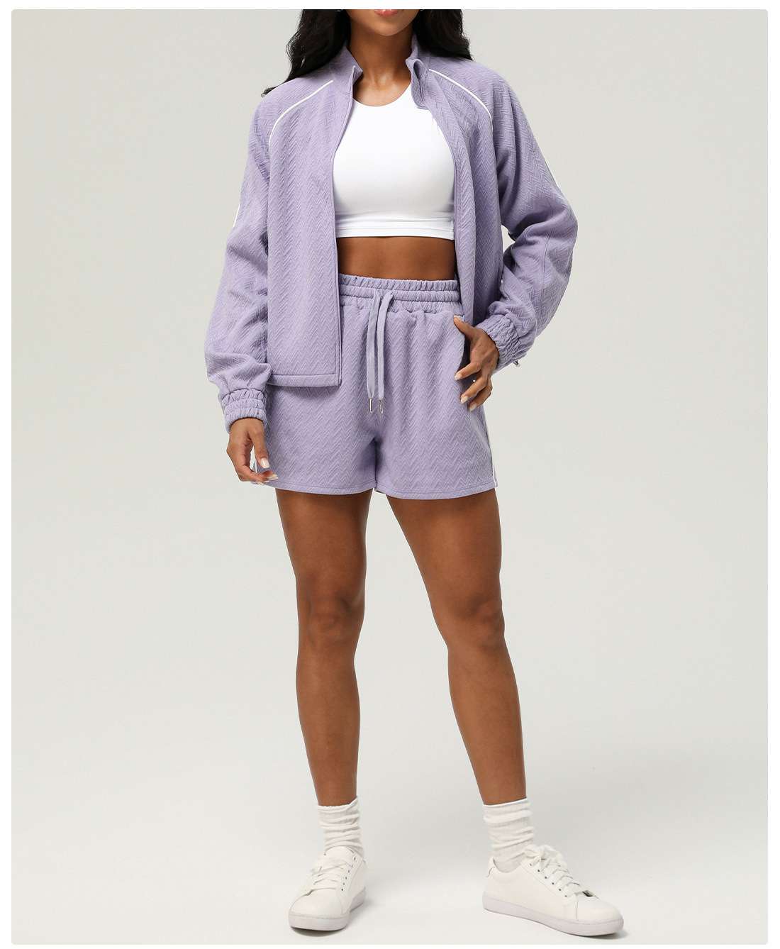 Womens Casual Fitness 98%polyester 2%spandex Shorts Set sm2373 - jacket print logo 26