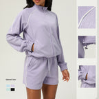 Womens Casual Fitness 98%polyester 2%spandex Shorts Set sm2373