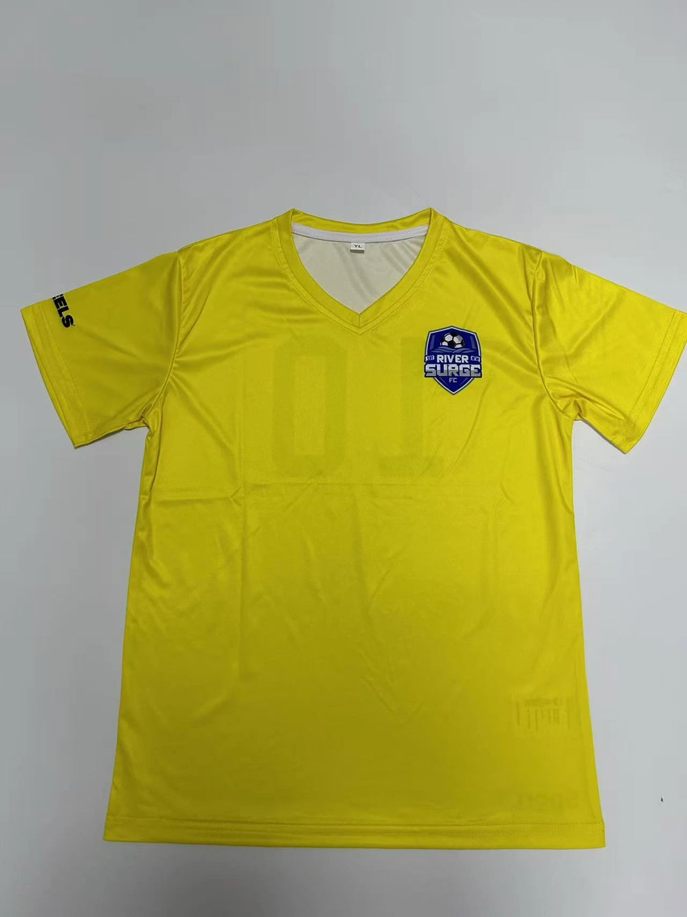 Varsity gold soccer jersey with crew neck and athletic fit